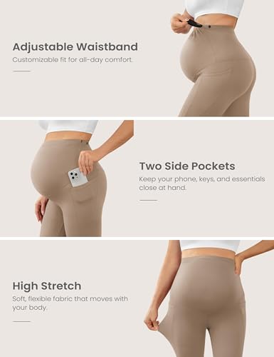 VALANDY Creamlush 2/4 Pack Maternity Leggings with Pockets Over the Belly - color: 4pack - Black/Dark Grey/Khaki/Brown, size: X-Large