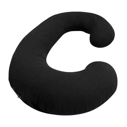 Betty Dain Stretch Jersey Maternity Pillowcase, C-Shape, 60" x 25", Black - color: Black