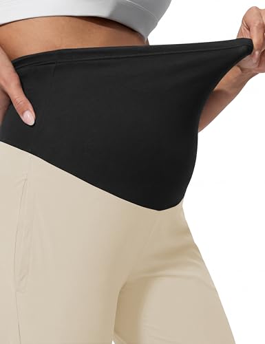 Maternity Pants Over The Belly Stretchy Scrub Pants - color: Khaki, size: Large