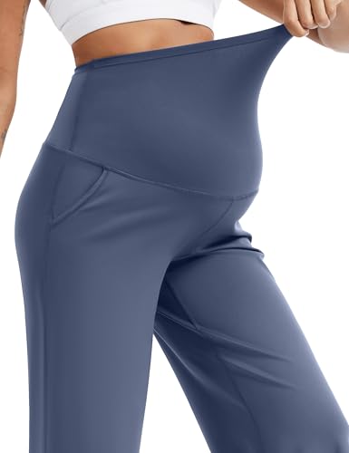 MathCat Maternity Pants Pregnancy Work Trousers Over the Belly - color: Navy Blue, size: Large