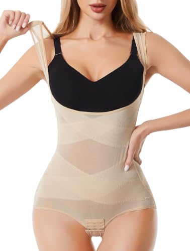 Shapewear Bodysuit for Women Tummy Control Stomach Body Shaper - color: Nude, size: Large