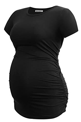 Smallshow Women's Side Ruched Tunic Maternity Shirts 3 Packs - color: Dim Grey-black-grey(3 Pack), size: Large