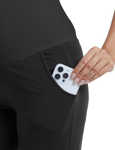 Women's Maternity Pants Wide Leg Trousers - color: Black, size: Medium