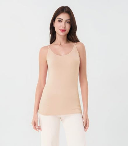 DAVID ARCHY Women's Bamboo Rayon Camisole Tank Tops No Shelf Bra, 3 Pack - color: Nude/Black, size: Small