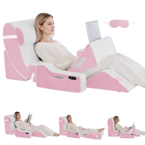 Wedge Pillow Set for After Surgery,White/Pink,9PCS-23.2" - color: White/Pink, size: 9PCS-23.2''