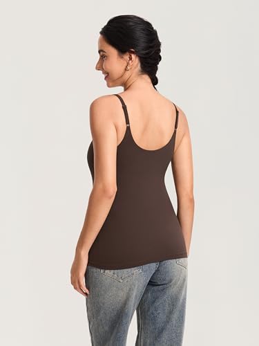 MOMANDA Nursing Tank Tops for Breastfeeding - color: Clay Brown, size: Large