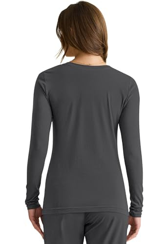 Healing Hands Underscrub Long Sleeve Women Knits Scrub Tops - color: Charcoal, size: 3X-Large