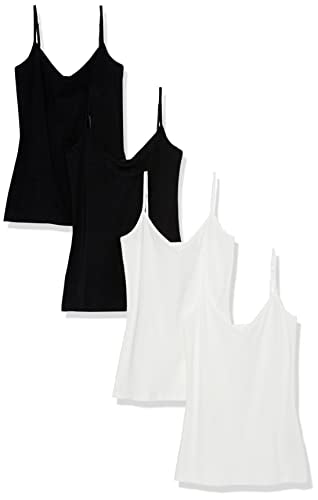 Amazon Essentials Women's Slim-Fit V-Neck Cami, Pack of 4 - color: Black/White, size: Small
