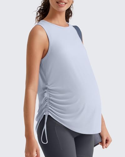 G4Free Lyocell Maternity Tank Tops Pregnancy Sleeveless Workout Shirts - color: Light Denim, size: Large