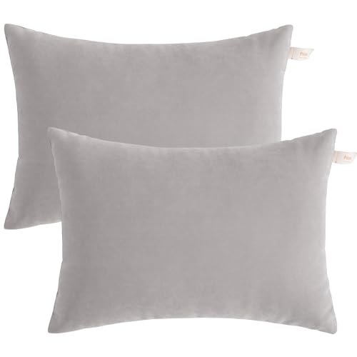 BEDSUM Plush Toddler Pillows, 13 x 18, Microfiber, 2 Pack, Light Grey - color: Light Grey, size: 13x18 inches