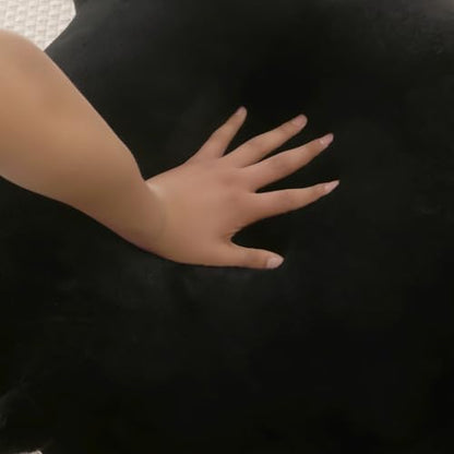 Soft Reading Pillow for Bed with Arms,Middle,Black,Faux Fur - color: Black, size: Standard(17")