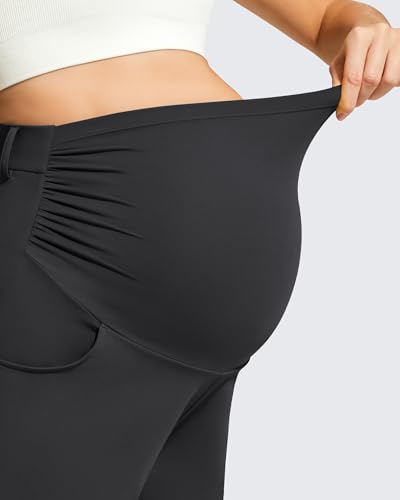 G4Free ShiftReady Maternity Shorts with Pockets Over The Belly Pregnancy Summer Casual Daily Clothes - color: Black, size: Medium