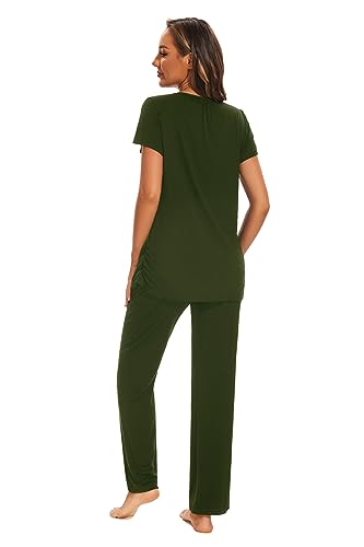 Smallshow Women's Maternity Nursing Pajamas - color: Army Green, size: X-Large