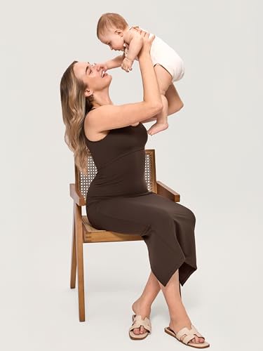 MOMANDA Sleeveless Maternity Nursing Dresses - color: Clay Brown, size: XX-Large