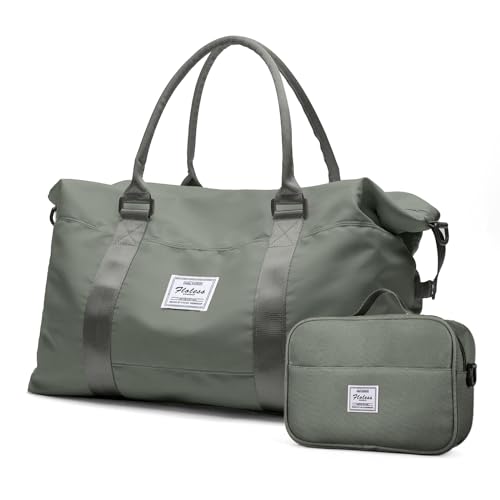 Travel Duffel Bags for Women,Carry-On Weekender Overnight Bag - color: Olive Green, size: Extra Large