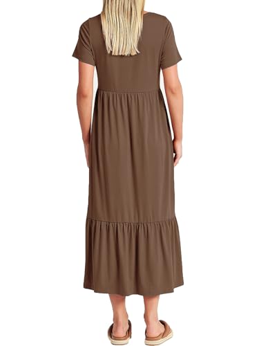 CzzzyL Women Nursing Dress Maternity Maxi Tiered Cocktail with Pockets - color: Coffce-t, size: Medium