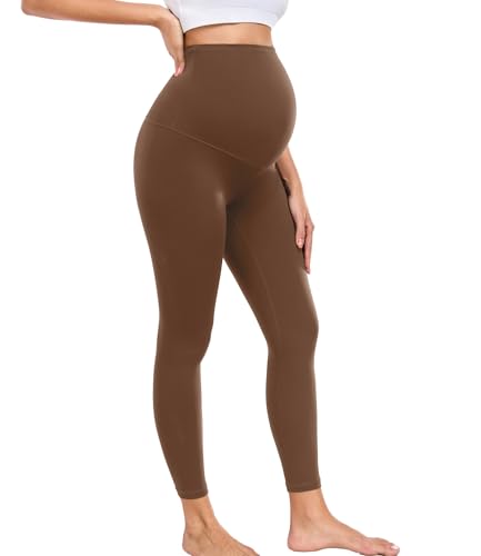 wirarpa Women's Maternity Leggings Over The Belly Buttery Yoga Pants 25" - color: Brown, size: X-Large