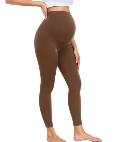 wirarpa Women's Maternity Leggings Over The Belly Buttery Yoga Pants 25" - color: Brown, size: Medium