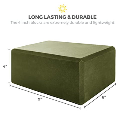 6 Pack 4" Yoga Block, EVA Foam Yoga Brick - color: Olive