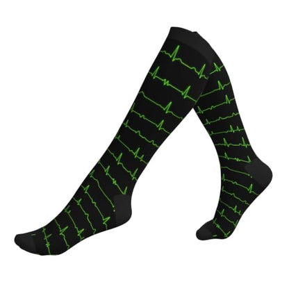 Compression Socks Women and Men 15-20mmHg-Circulation Support Socks for Athletic Running Cycling - color: Ecg Line