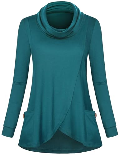 Joymom Maternity Warm Cowl Neck Nursing Sweatshirt Breastfeeding Tunic Tops - color: 4-cyan, size: Large