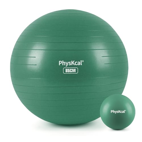 PhysKcal Yoga Ball for Exercise, Pilates Set, 4 Sizes Fitness Ball for Workout, Birthing, Pregnancy, Physical Therapy- Pump Included - color: Pine Green, size: XL (30-33''/78-85cm)