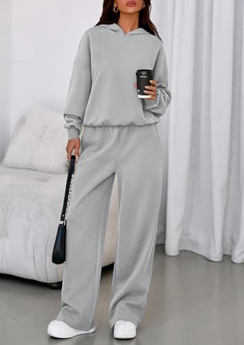 PRETTYGARDEN 2 Piece Lounge Sets for Women Matching Sweatsuits - color: Grey, size: Large