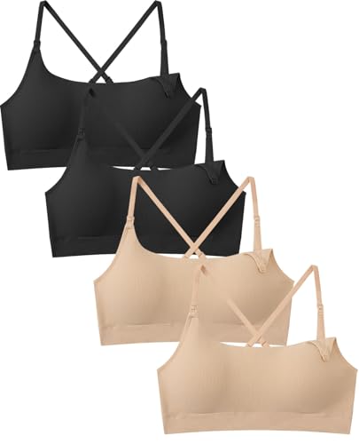 Seamless Ribbed Wireless Nursing Bra for Breastfeeding 4 Pack - color: 2black/2skin, size: X-Large