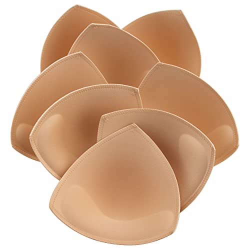 Bra Pads Inserts 4 Pairs Breast Enhancer Padding for Push Up - color: Beige, size: C