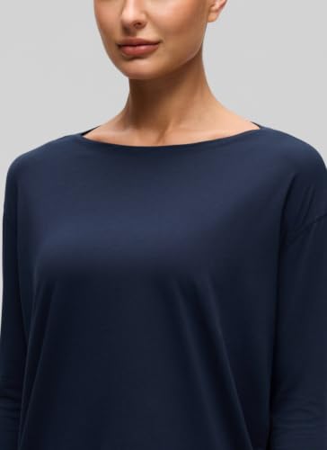 CRZ YOGA Pima Cotton Boat Neck Top - color: Navy, size: Small