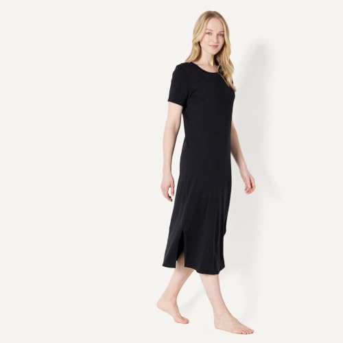 Amazon Essentials Women's Soft Cotton Modal Blend Short Sleeve Sleep Nightgown - color: Black, size: X-Small