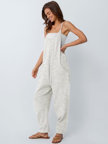 AUTOMET Womens Jumpsuits Casual Summer Romper Beach Vacation Outfits 2026 - color: Beigegrey, size: Medium