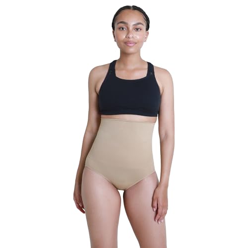 Ingrid & Isabel Basics – Postpartum Belly Support Underwear Briefs – Compression for Tummy Control & Recovery Support - color: Nude, size: Large