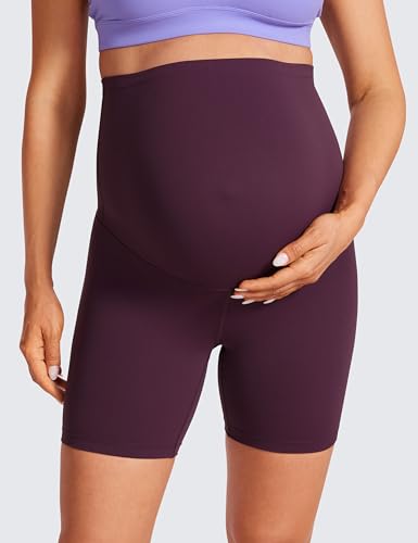 CRZ YOGA Maternity Biker Shorts 6" - color: Deep Purple, size: Small