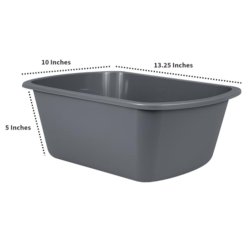 Vakly Plastic Wash Basin, 7 Qt, Rectangular Graduated 3 Pack
