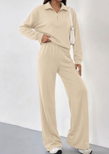 PRETTYGARDEN Women's Lounge Sets 2 Piece Outfits Sweatsuits - color: Apricot, size: Medium