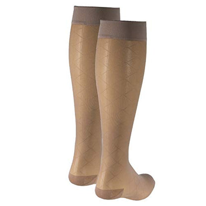 Truform Sheer Compression Stockings, 15-20 mmHg, Women's Knee High Length, Diamond Pattern, Nude, Medium - color: Nude, size: Medium (1 Pair), style: Diamond Pattern