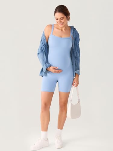 MOMANDA Maternity Bodysuit Shorts 5.5" - color: Moonlight Blue, size: X-Small