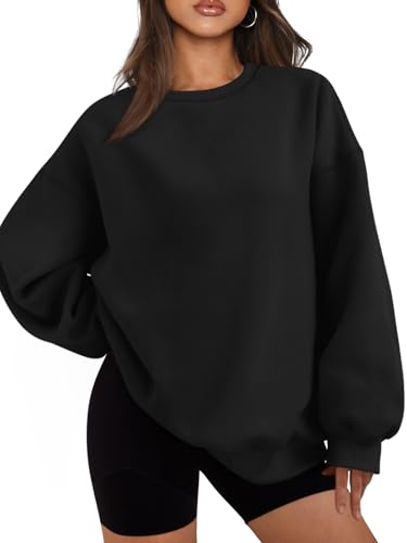 EFAN Womens Oversized Sweatshirt Crewneck Sweater Casual Fall Outfits 2026 - color: Black, size: Small