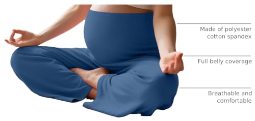 3 Pack Women's Maternity Lounge Pants with Pockets - color: Black, Blue, Pink, size: X-Large