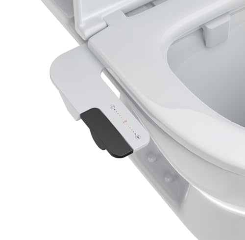Smart Bidet Seat Non-Electric, Ultra-Thin Dual Nozzle, Hot and Cold Water Front Rear Wash with Adjustable Pressure, Easy Installation - color: Black, style: Dual Nozzle Lever