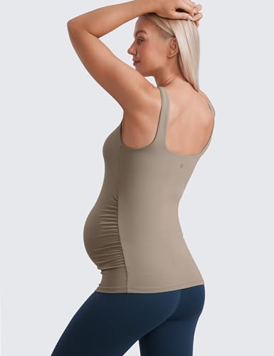 CRZ YOGA Maternity Square Neck Tank Tops - color: Nomad Grey, size: X-Large