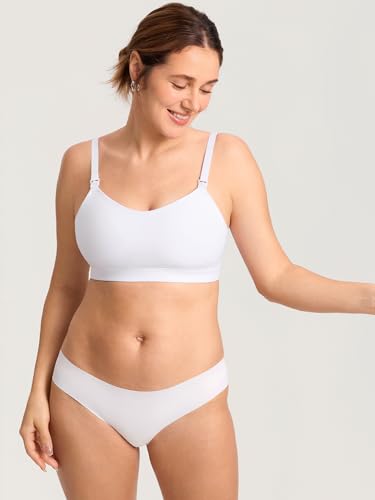 MOMANDA Seamless Nursing Bras for Breastfeeding - color: White, size: Large