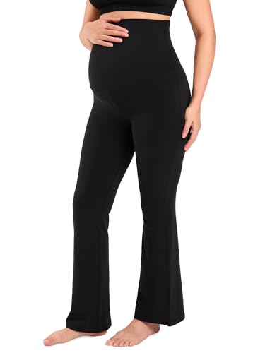 MOMANDA Cotton Maternity Foldover Pants 30.5" - color: Black, size: Large