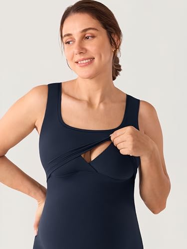 MOMANDA Sleeveless Maternity Nursing Dresses - color: Twilight Blue, size: X-Small