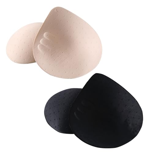 Women Bra Pad Inserts Padded for Cup Beige Black sports pads boob breast forms enhancers push up for swimsuits swiming - color: 2 Pairs (Beige+black), size: Medium
