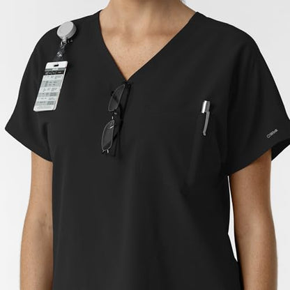 Wink Women's Women's Drop Shoulder Tunic Scrub Top - color: Black, size: X-Large