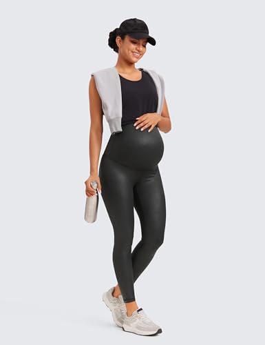 CRZ YOGA Maternity Leggings 25" - color: Black Foil Pattern, size: Large