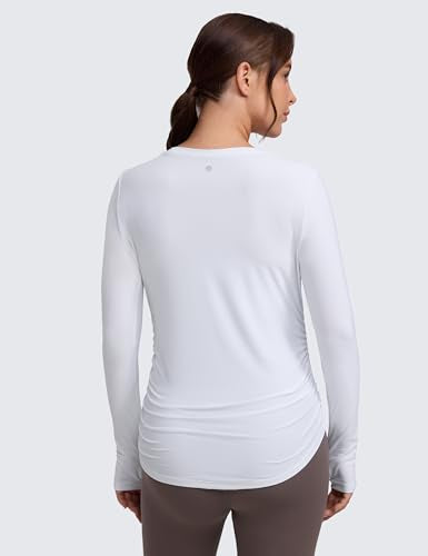 CRZ YOGA Maternity Side Ruched Tops - color: White, size: X-Large