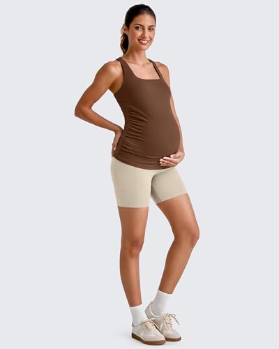 G4Free BareFeel Maternity Tank Tops with Removable Pads Pregnancy Clothes - color: Dark Coffee, size: Large